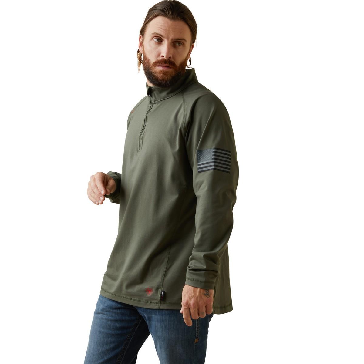 FR Combat Stretch Patriot 1/4 Zip Work Shirt in Sage